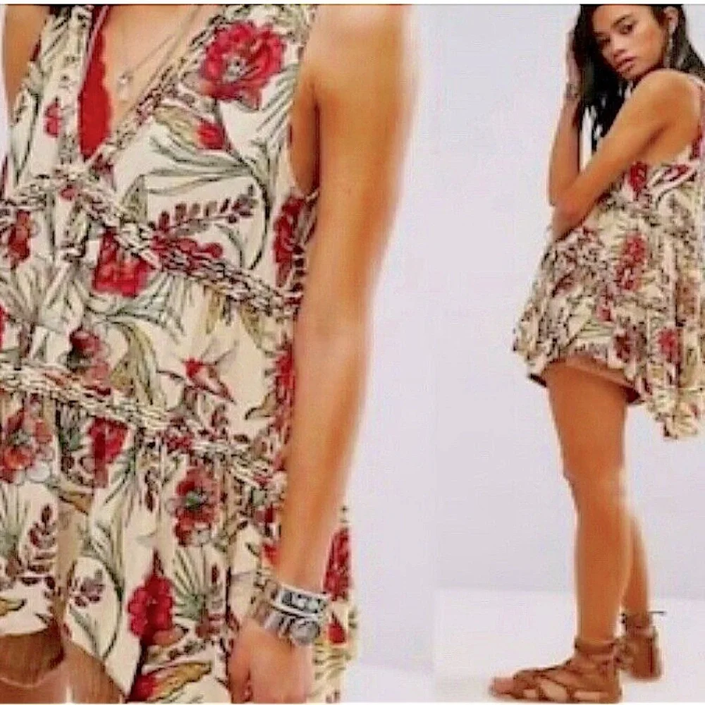 Free People Haze Tank Top with Hummingbirds size small